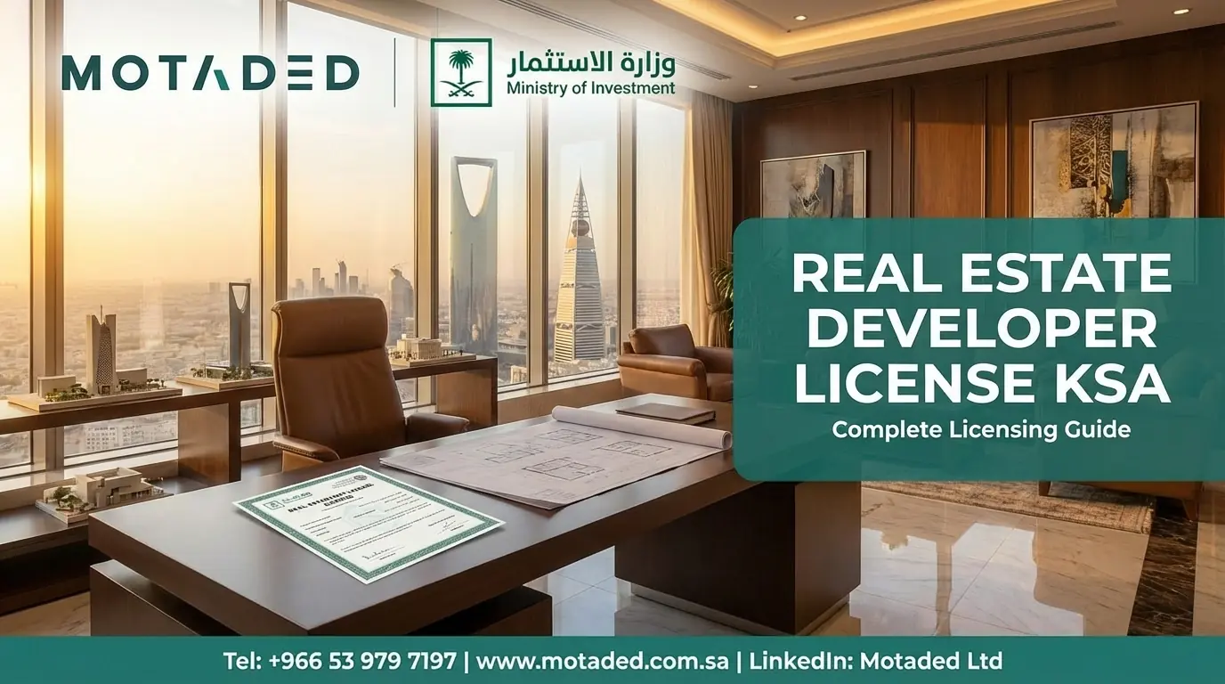 Real Estate Developer License in Saudi Arabia 2026 | Motaded Saudi Arabia