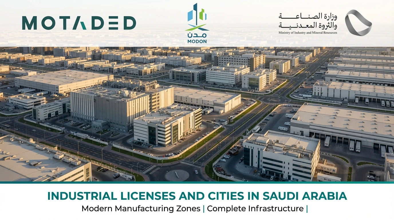 Industrial Licenses and Cities in Saudi Arabia 2026 | Fee Cancellation - Motaded
